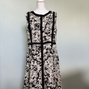 Talbots Black and White Sleeveless Midi Dress